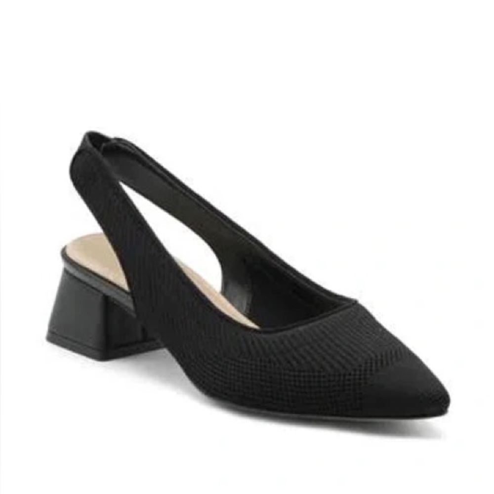 Black Slingback Pumps with Low heel